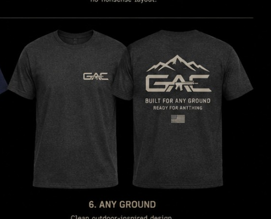 Navy Any Ground GAC T-shirt, front and back