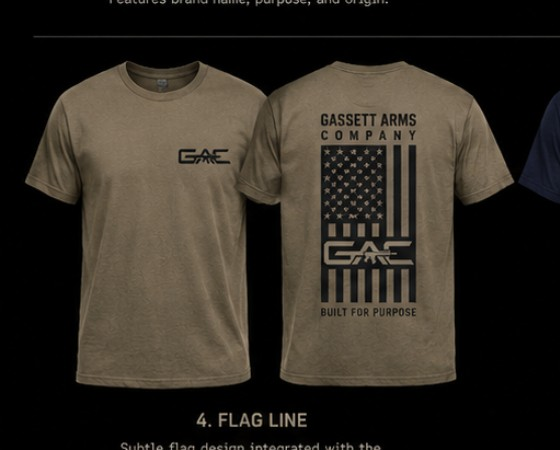 Olive Flag Line GAC T-shirt, front and back